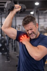 : Chiropractor treating shoulder pain patient West Ryde Sydney